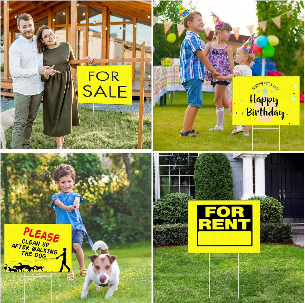 Tuanse 20 Pack Yellow Yard Signs with Stakes 16x12 Inch Double Sided Blank