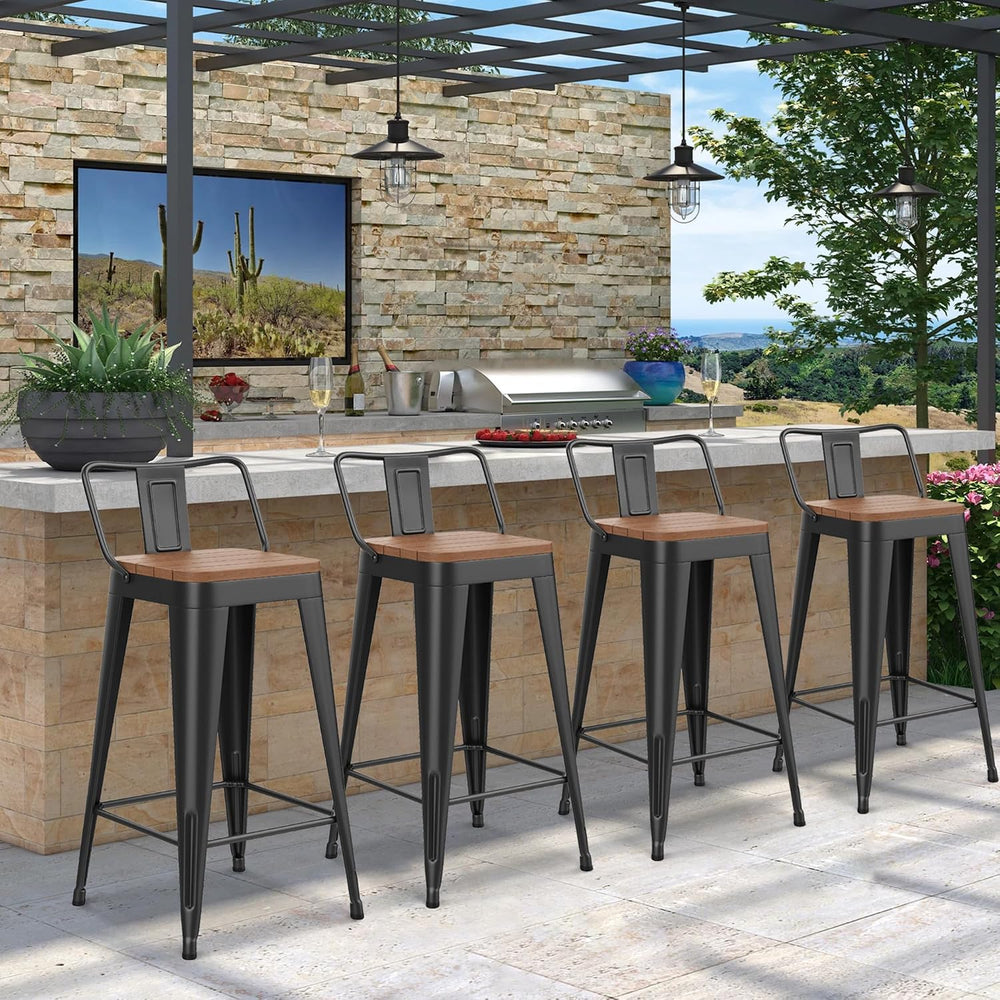 HAOBO Home 24" Barstools Metal Bar Stools Set of 4 Counter Height Stools