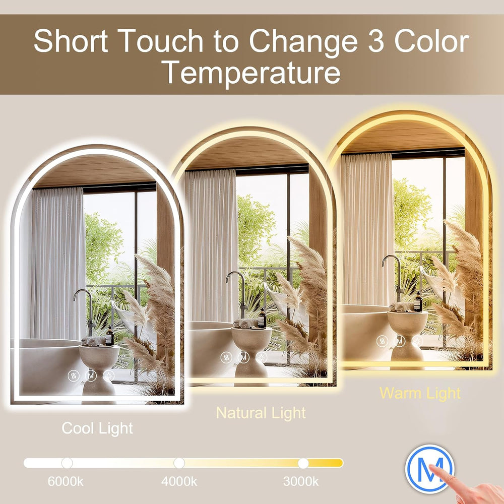Arched LED Bathroom Mirrors with Lights 30"x40" Anti-Fog,LED Mirror...