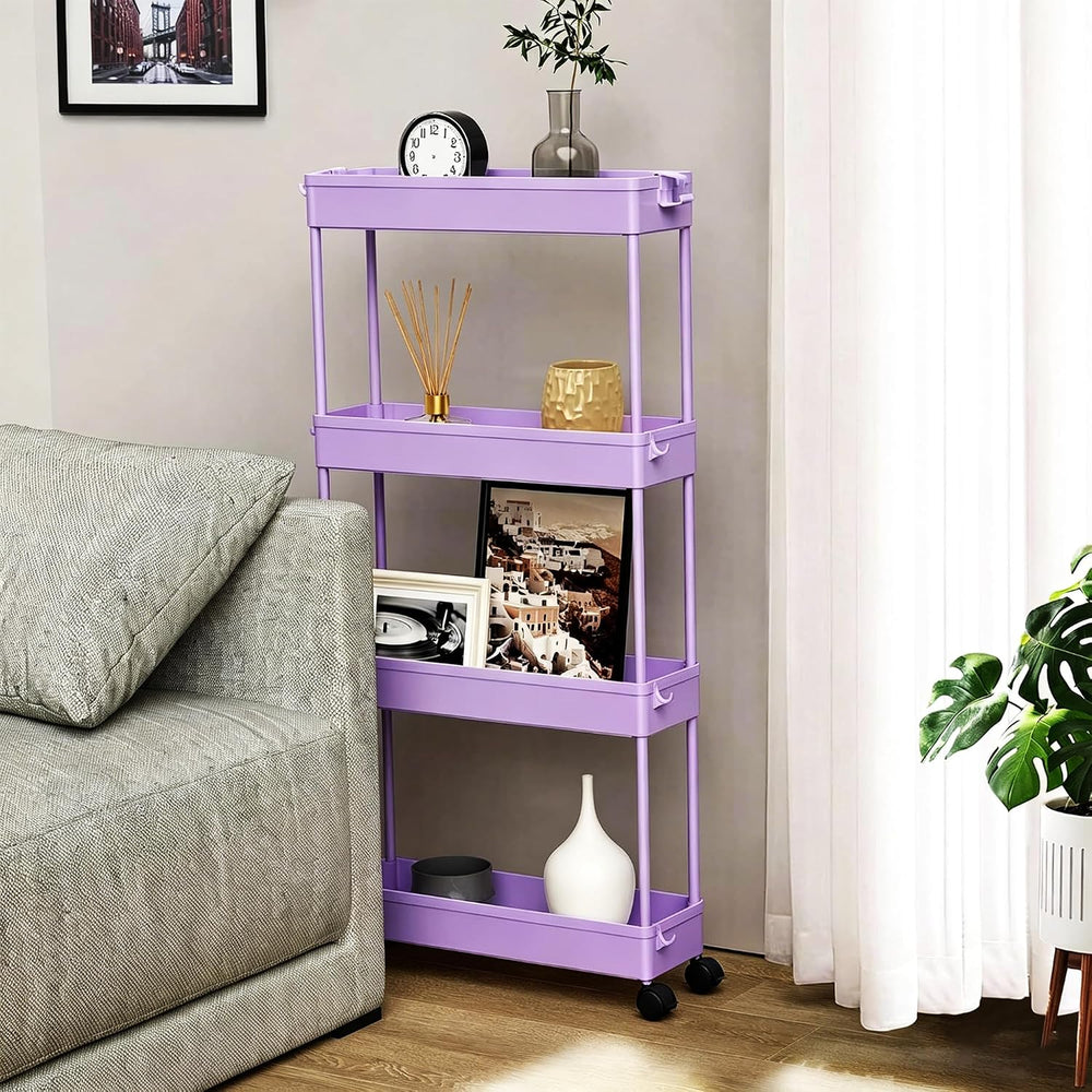 SPACELEAD 2-piece Set Slim Storage Cart 3 Tier,Bathroom Organizer Rolling Uti...