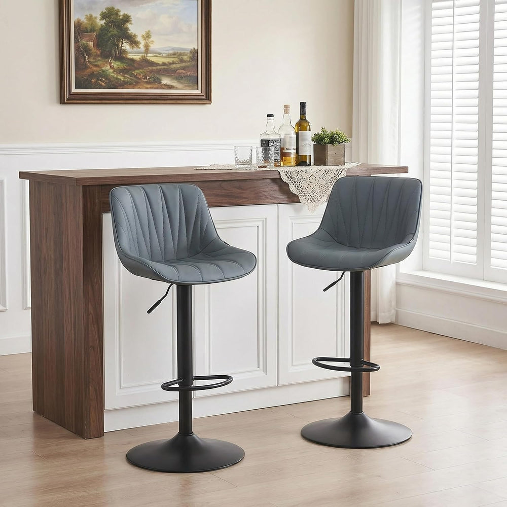 YOUNIKE Grayish Green Bar Stools Set of 2 for Kitchen Island