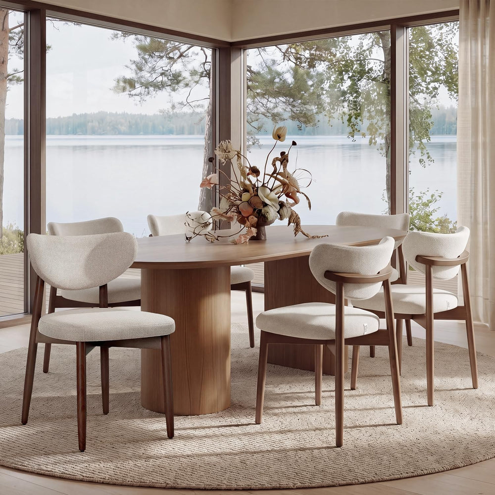 VASAGLE Wooden Dining Chairs Set of 6, Upholstered Kitchen Chairs