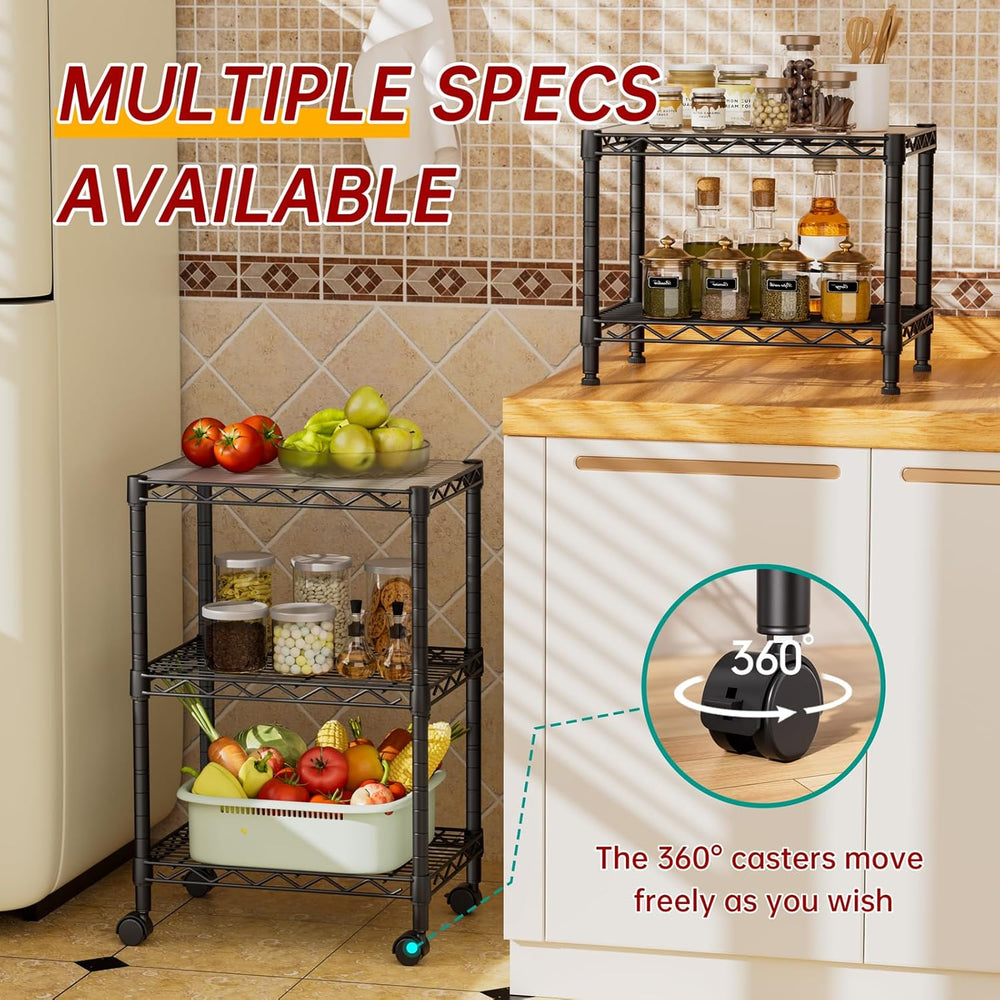 Golpart 3Tier Adjustable Storage Shelves Metal Wire Shelving Standing Shelf