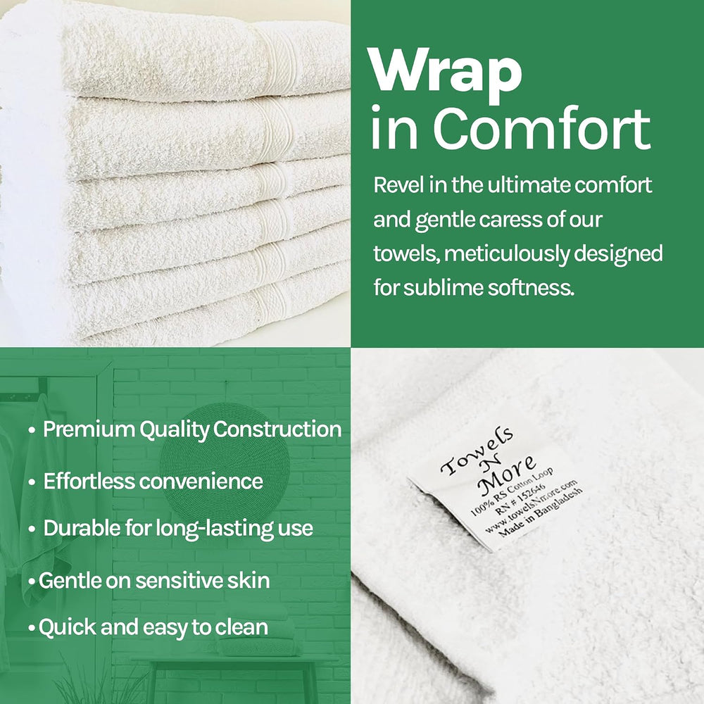 Towels N More 6 Pk 22X44 Gym Towels Hair Dry Small Bath Towel Lightweight