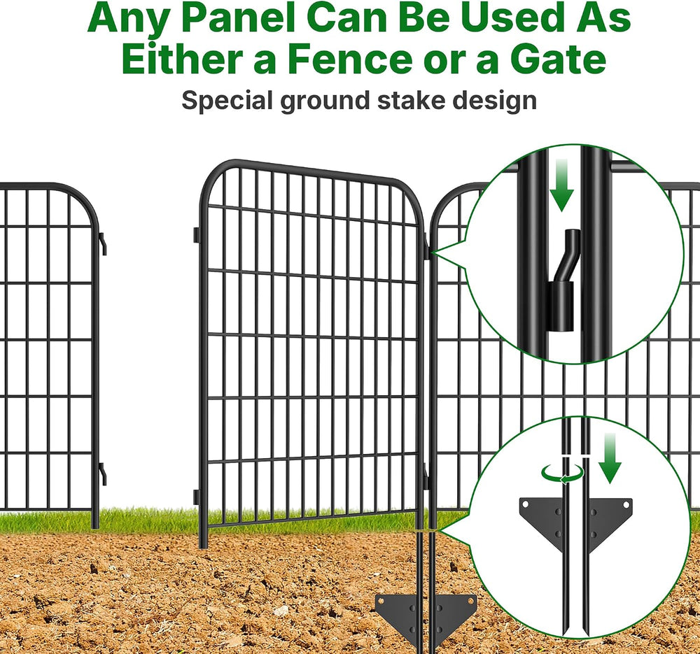 AMAGABELI 6 Panels 32 in(H) X 15 ft(L) Decorative Garden Fence Gate,No Dig Do...