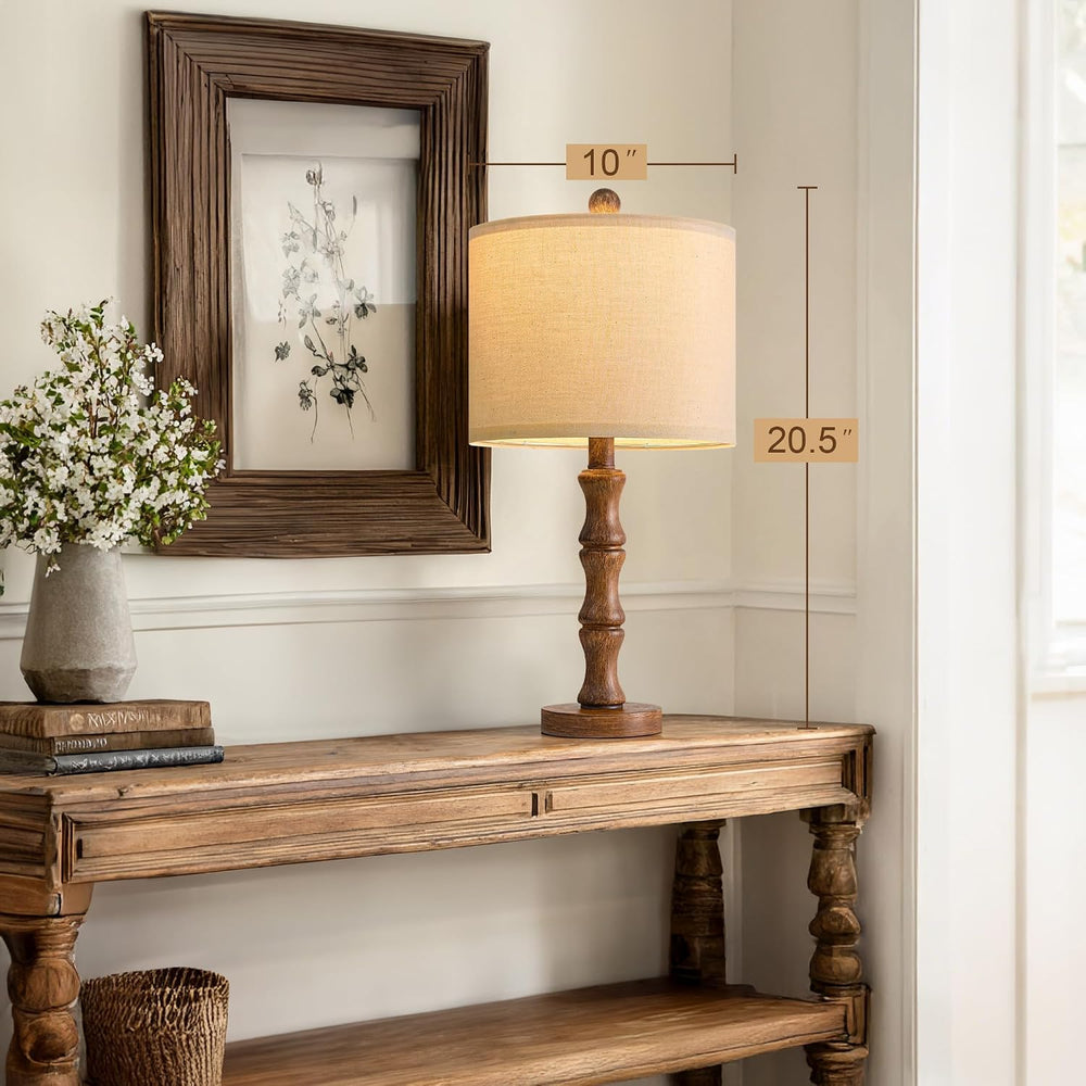 BOBOMOMO 20.5" Rustic Table Lamps Set of 2, Farmhouse Nightstand Lamp wi...