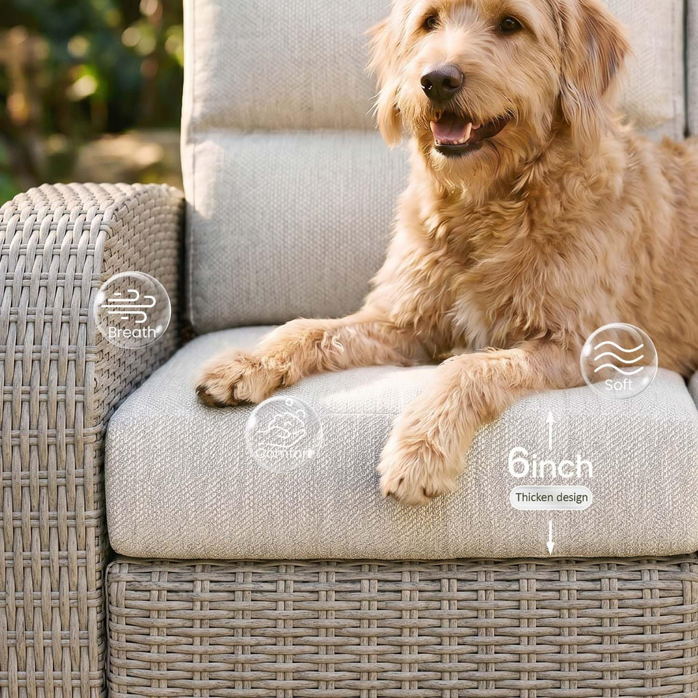 LayinSun Oversized Wicker Outdoor Swivel Glider Recliner with Adjustable Back...