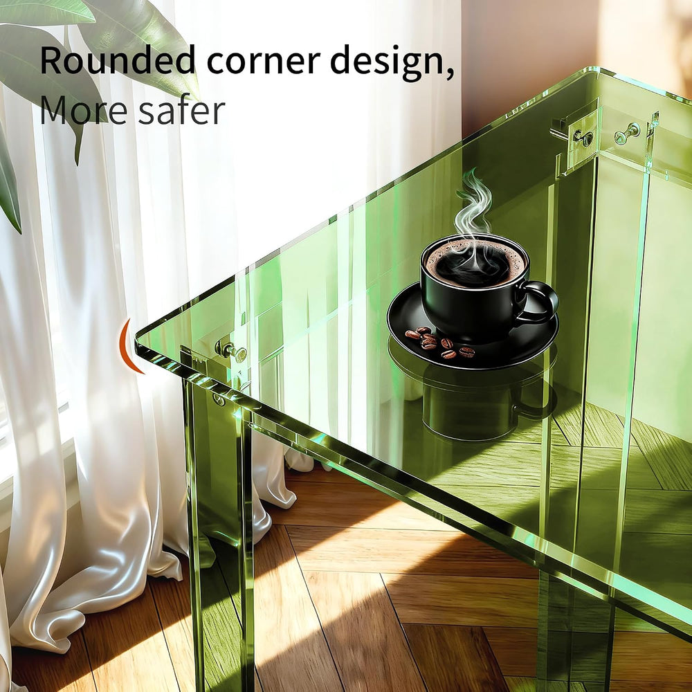 Acrylic Desk, Clear Modern Writing Table for Home Office (Green, Small)