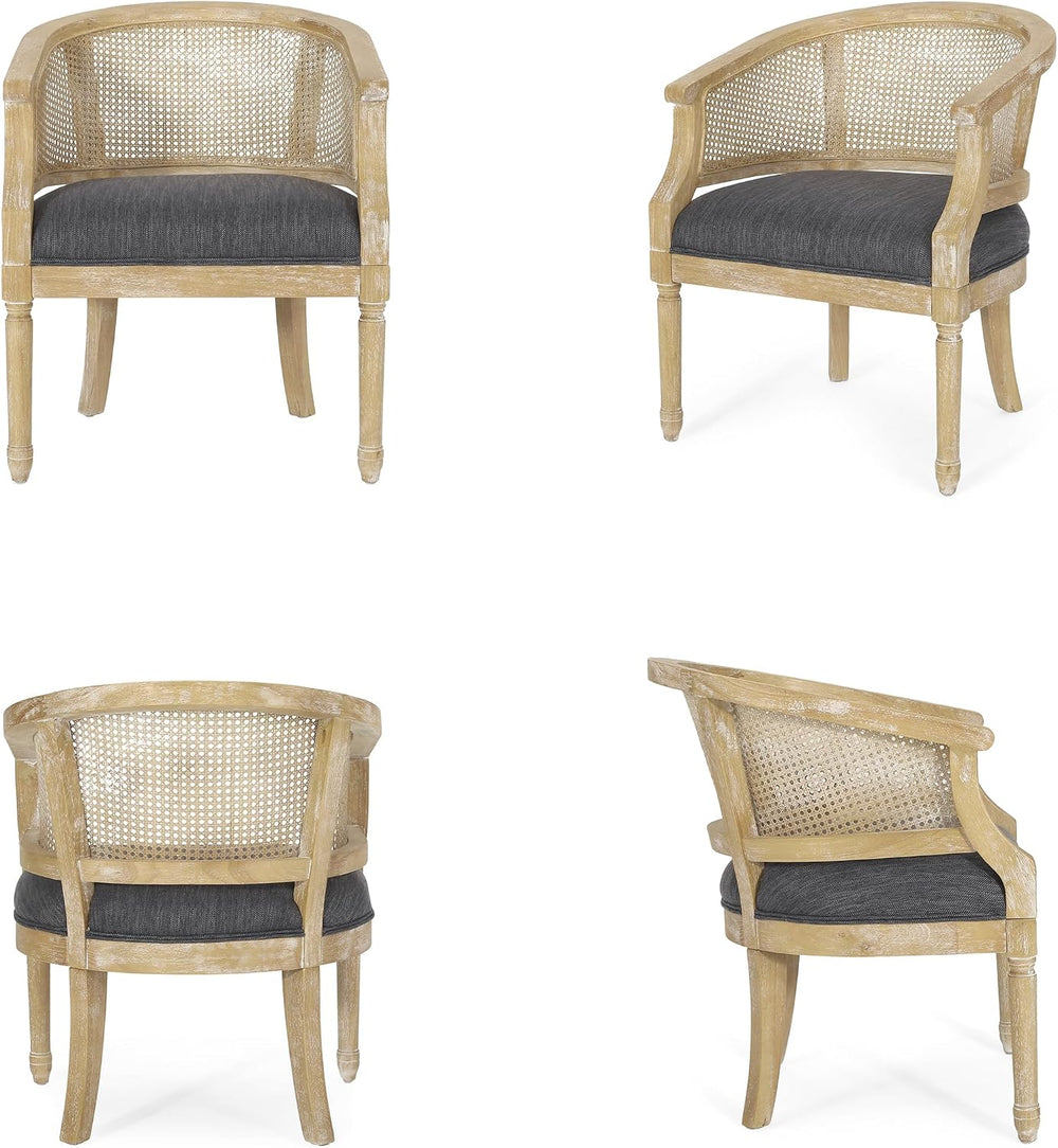 Mid Century Accent Chair, Armchair with Curved Backrest and Upholstered, Read...
