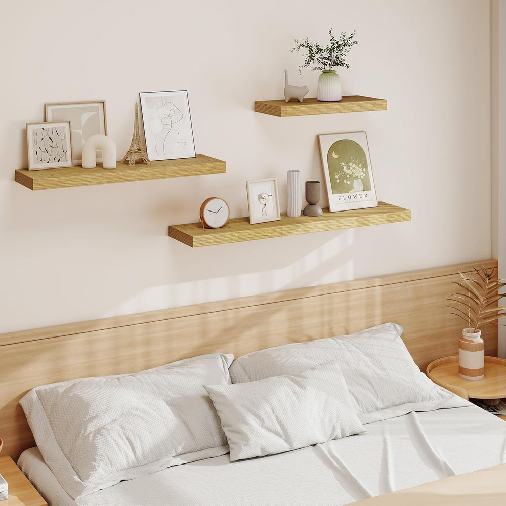 Vivelove Floating Shelves 9 inch Deep 24”Long Set of 2, Oak