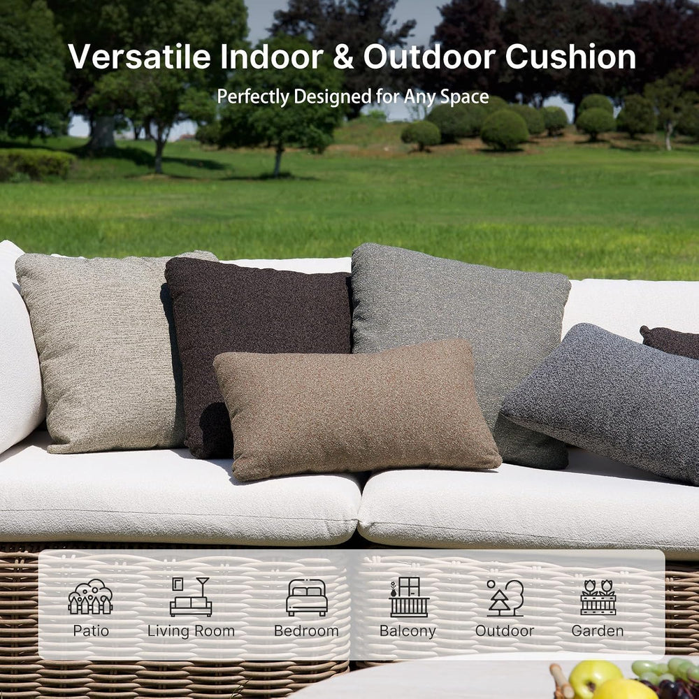 Outdoor Lumbar Pillow Set of 2 with Inserts, Outdoor Throw Pillow Water Resis...