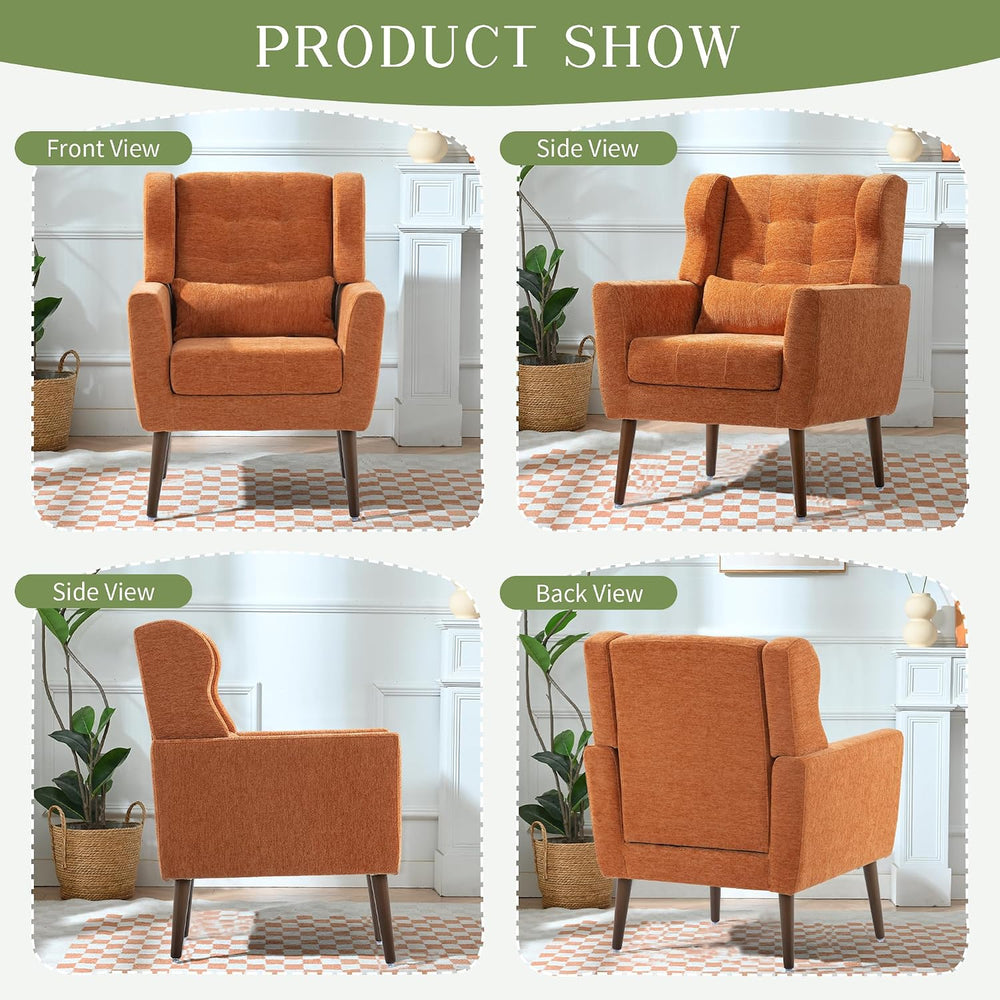 cinkehome Accent Arm Chairs for Living Room, Chenille Upholstered Mordern Arm...