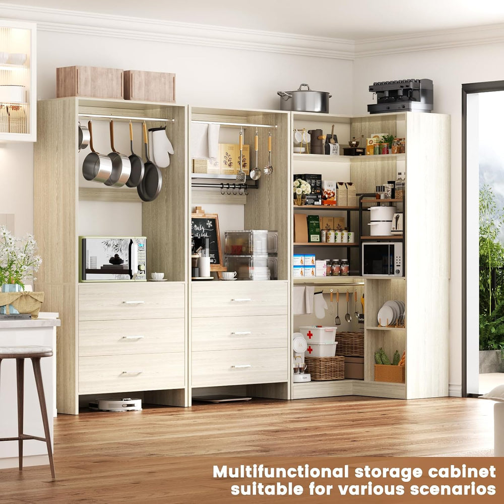 Aheaplus Closet System with 6 Drawers, 4 Hanging Rods & Corner Tower, Cor...