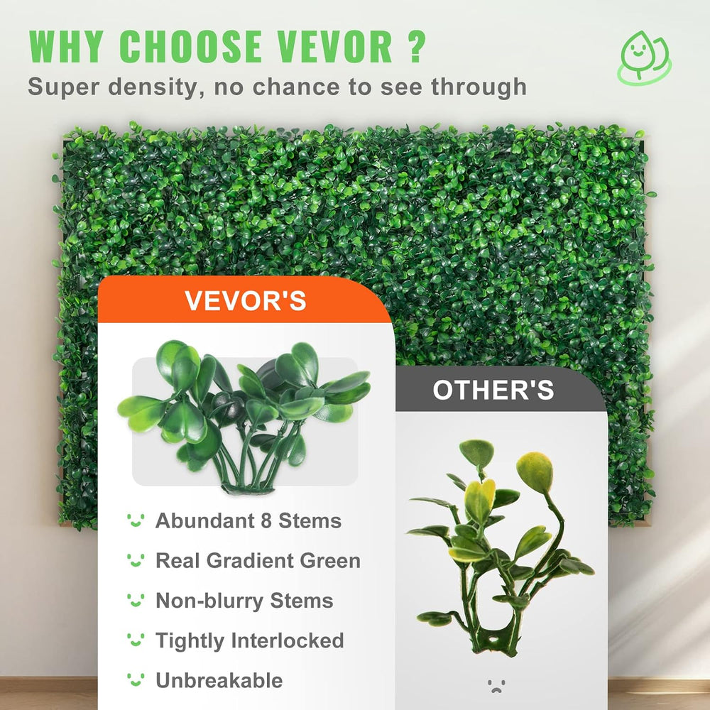 VEVOR 12PCS Grass Wall Panels, 24 x 16 in for 32 Sq Ft, Boxwood Hedge Wall Pa...