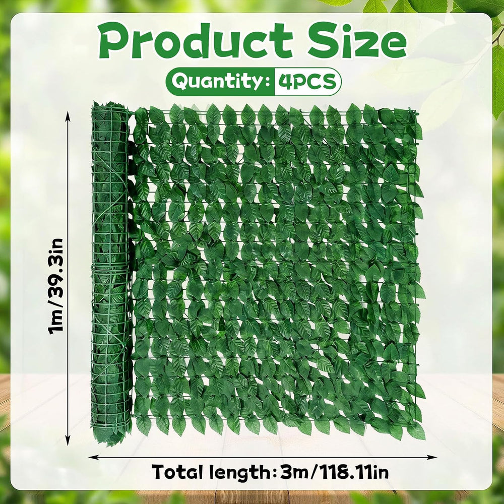 4PCS Artificial Ivy Fence Privacy Screen,40 x 120 Inch UV-Anti Artificial Fak...