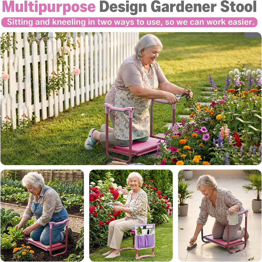 Garden Kneeler and Seat Heavy Duty, Foldable Gardening Stool Bench