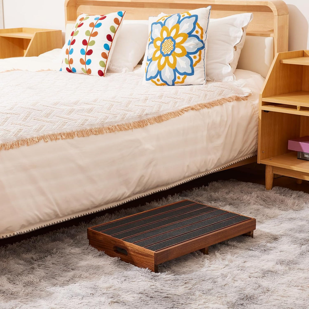 HouseJoy Wooden Step Stool for Adults: 3.6" High One Step Stool Nonslip