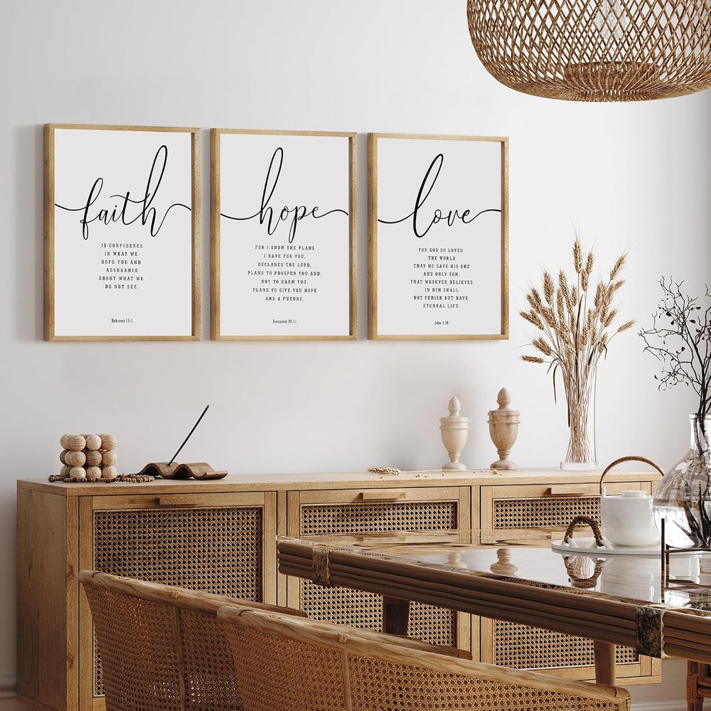 Houmury Set of 3 Framed Farmhouse Bible Verses Wall Decor Sign 11”x14” Christ...