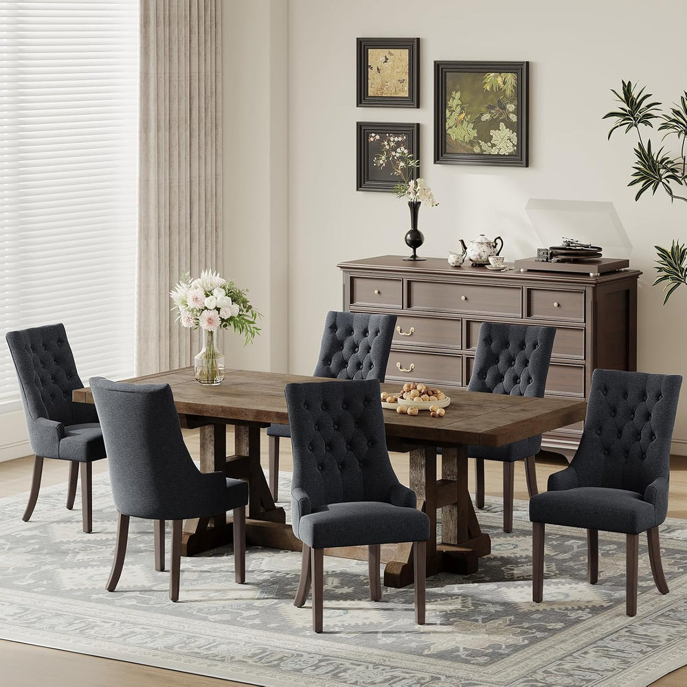 COLAMY Wingback Dining Chairs Set of 6, Black