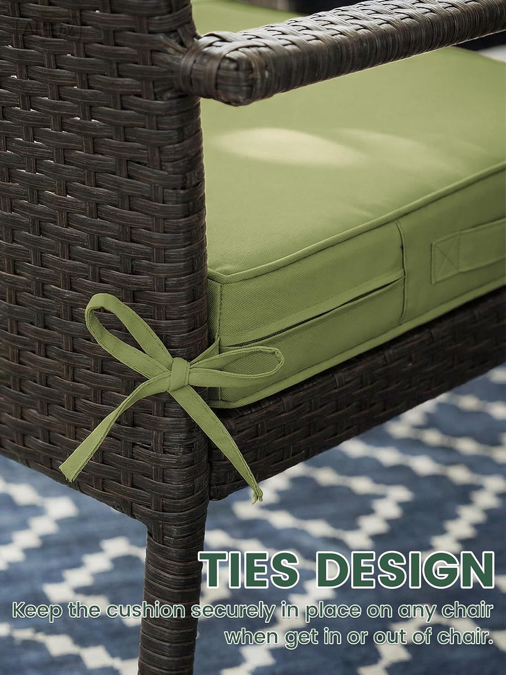 Outdoor Chair Cushions 19x19x4 Inch with Handles and Ties Cushion Set of 2