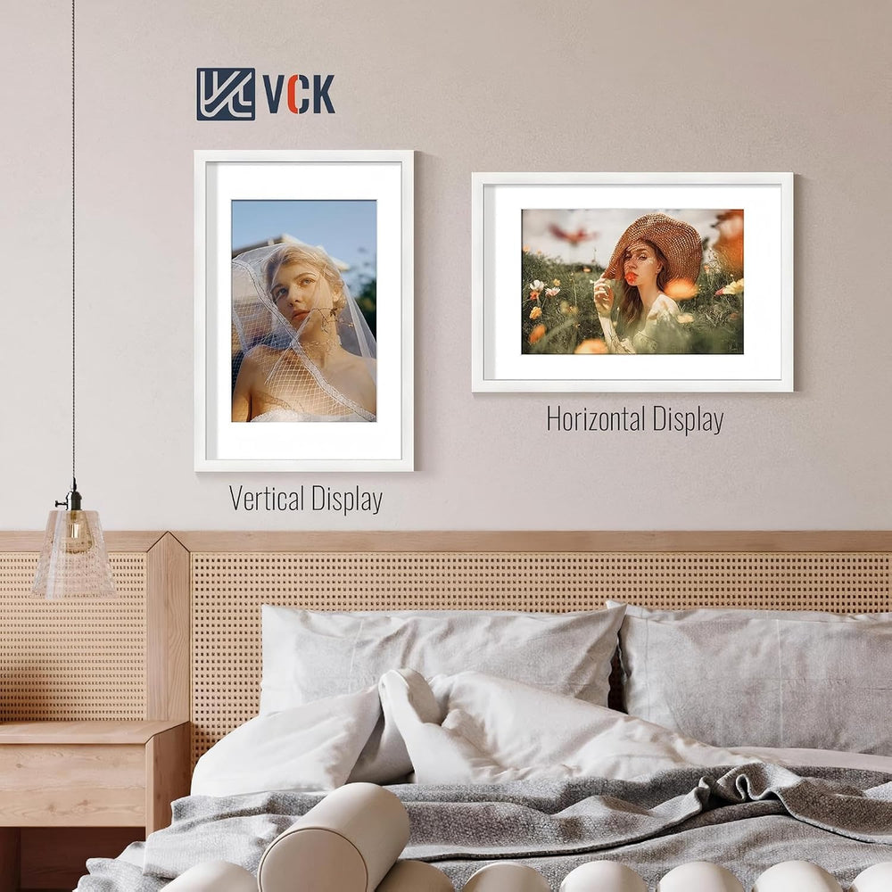 VCK 16x24 Picture Frame 4 Pack, White Wood with 12x18 Mat, for Poster