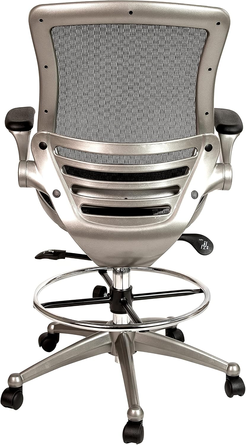 Flash Furniture Mesh Drafting Chair, Black/Graphite Silver