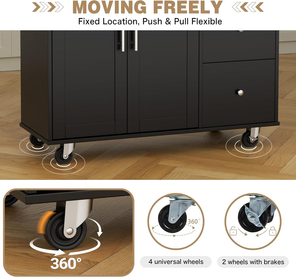 Shintenchi Kitchen Island w/Dropleaf Rolling Kitchen Table w/Seating