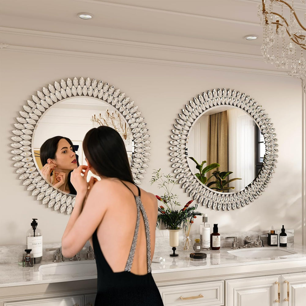Kelly Miller 32" Jeweled Luxury Round Decorative Wall Mirror