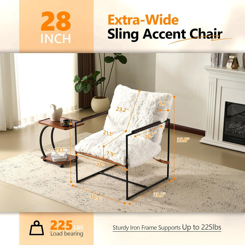 VINGLI 28" Wide Plush Upholstery Sling Modern Accent Chair with Metal Fr...