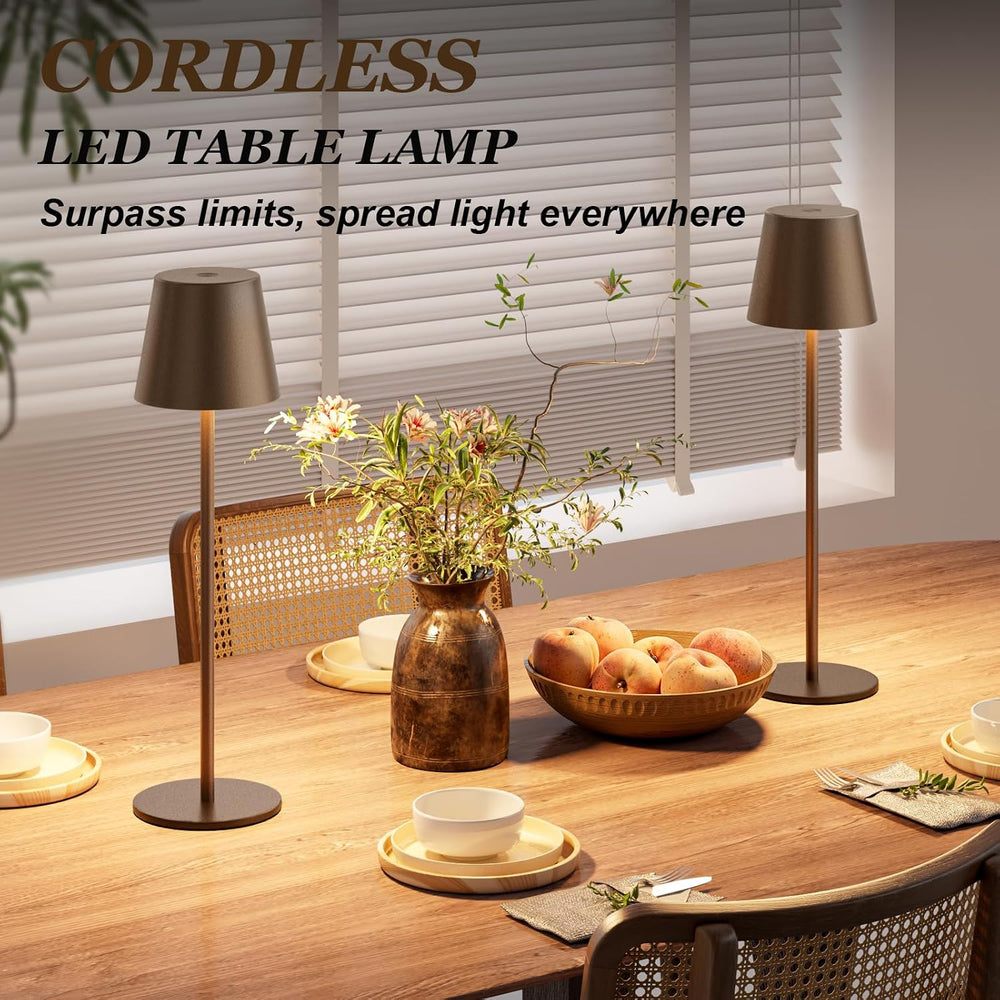 Kakanuo Brown Cordless Table Lamp Rechargeable, Battery Operated