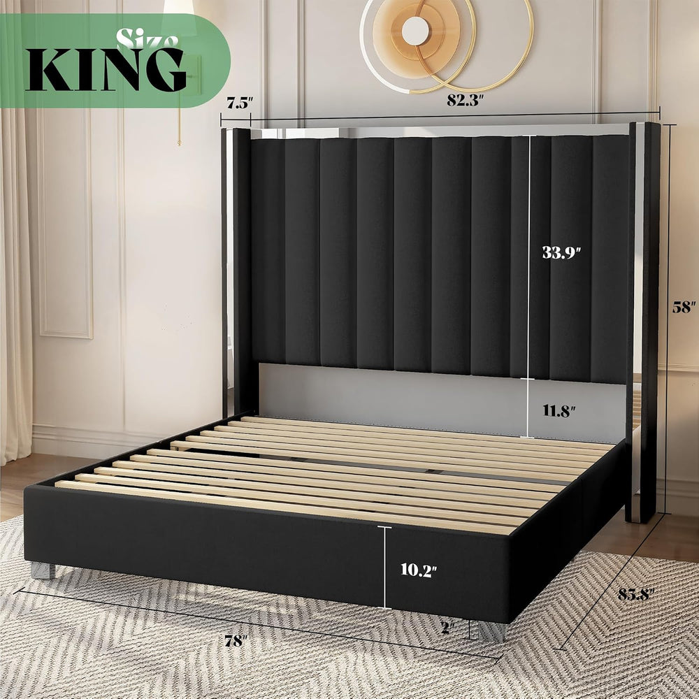 AMERLIFE 5-Piece Modern Bedroom Sets with King Size Upholstered Platform Bed ...
