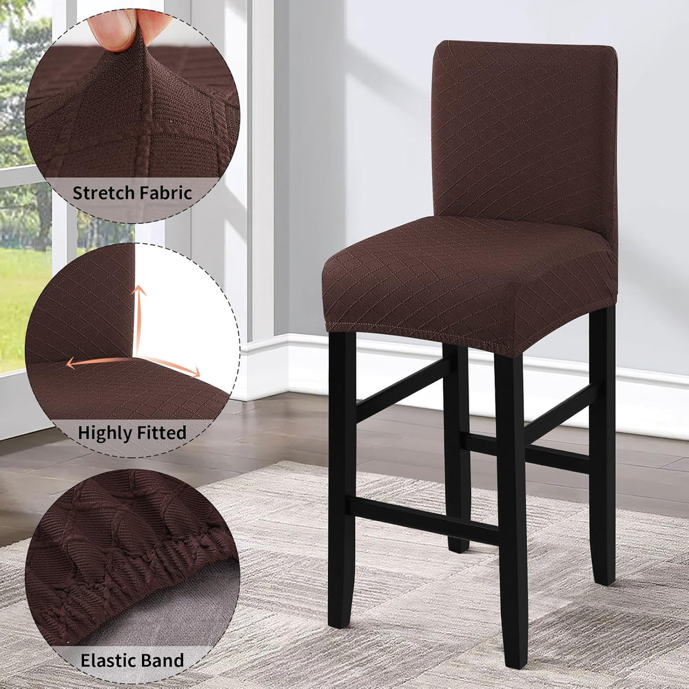 Fuloon Waterproof Barstool Covers Chair Slipcovers, Chocolate, 4 Pack
