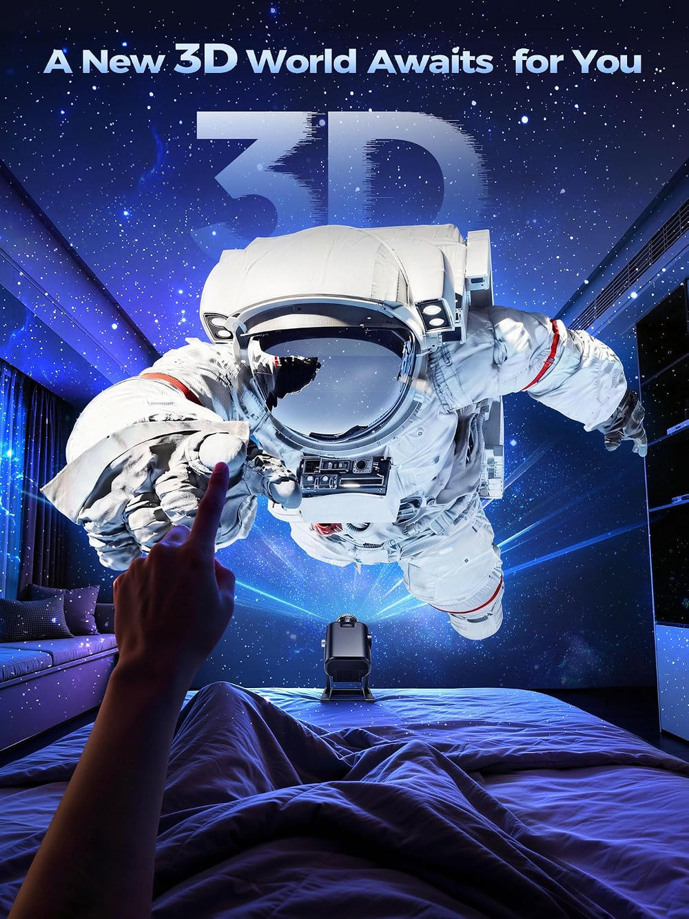 One Fire 3D Galaxy Projector, 65 Scenes HD Star Projector Bluetooth Speaker