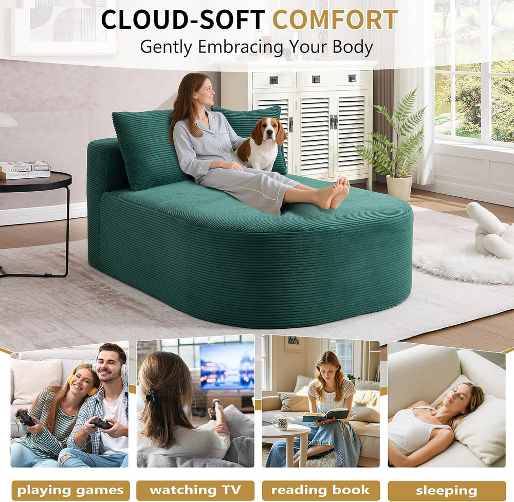 Anwick 65" Oversized Chaise Lounge Chair, Modern Corduroy Cloud Couch wi...