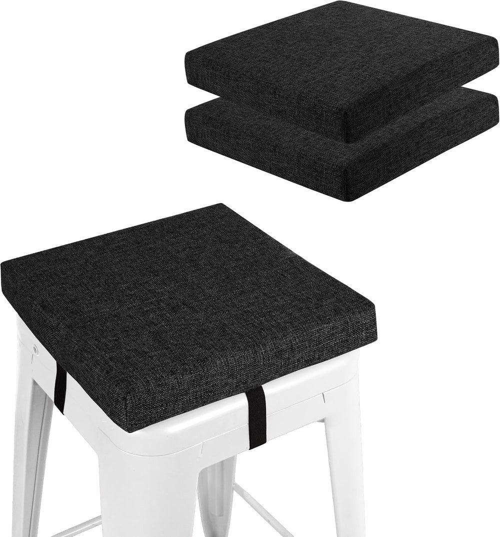 Square Bar Stool Cushions Set of 2, Black, 14"x14"