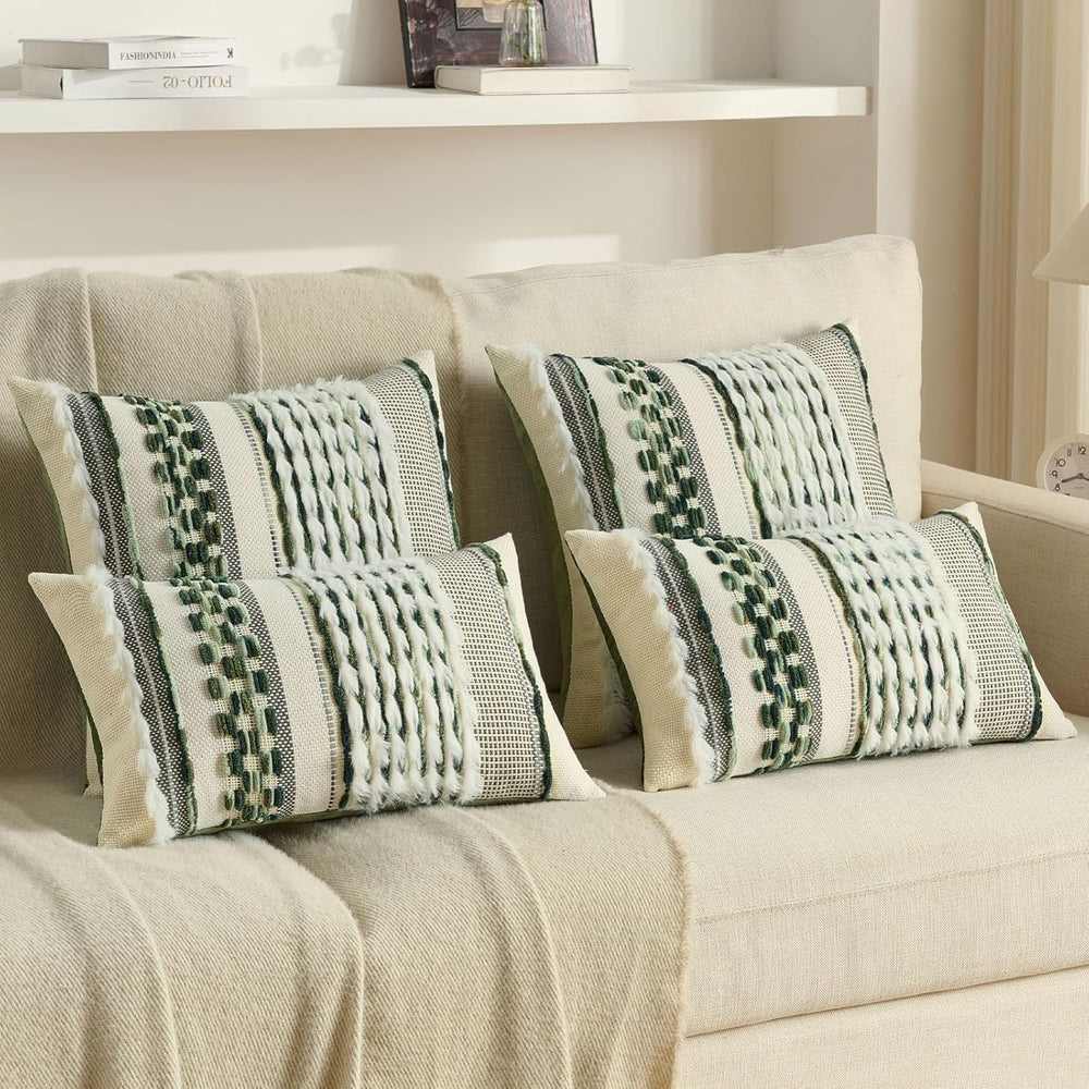FUTEI 2 Pack Tufted Throw Pillow Covers Covers 18x18 Inch,Green