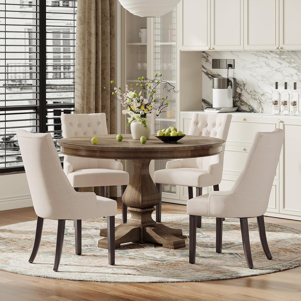 COLAMY Wingback Dining Chairs Set of 2, Beige