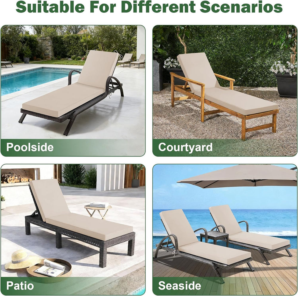 Chaise Lounge Cushions Outdoor, 80x 26x 3 Inch Waterproof & Fade-Resistan...