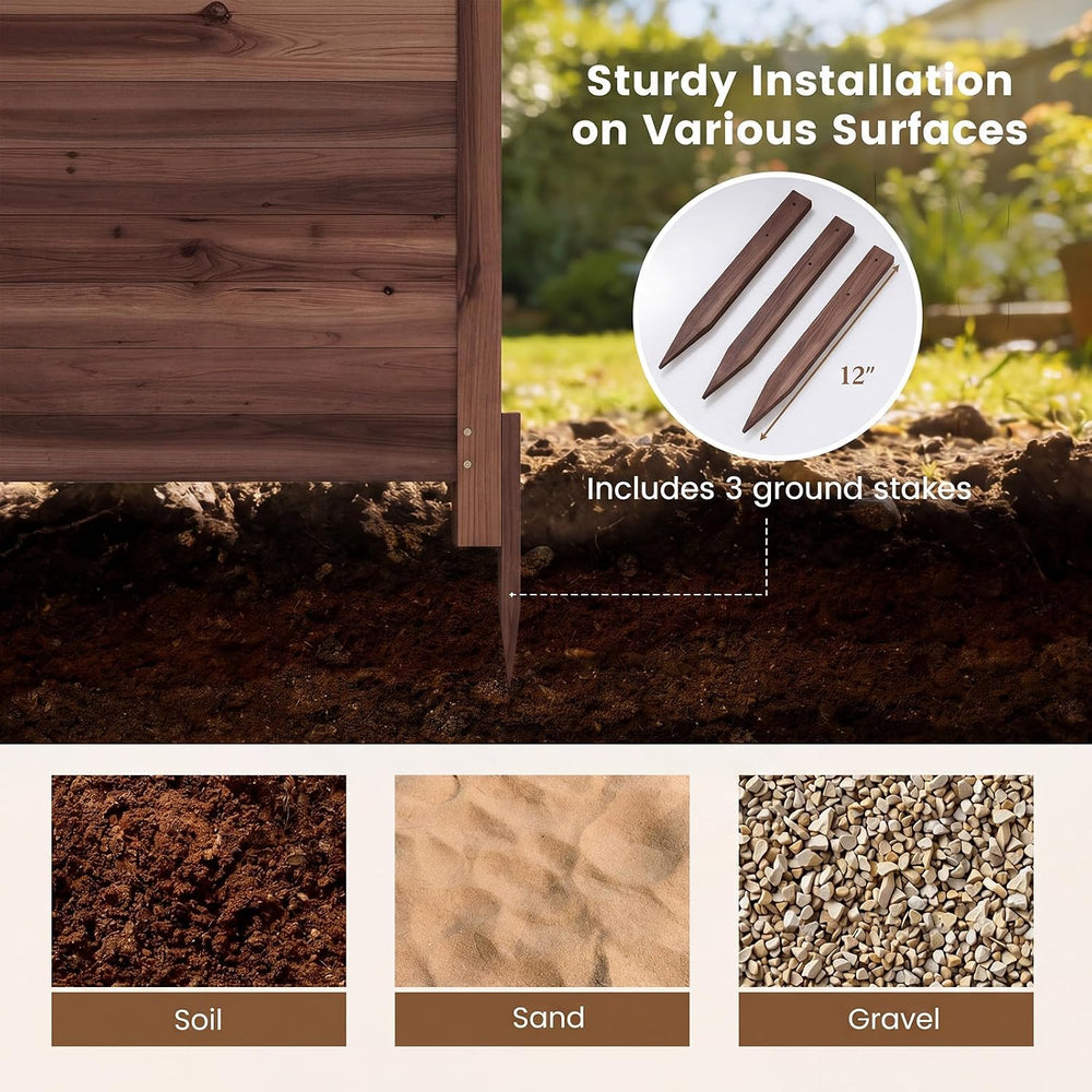 Giantex 4 Panels Wooden Privacy Fence with Stakes, 47" W x 45.5" H,...