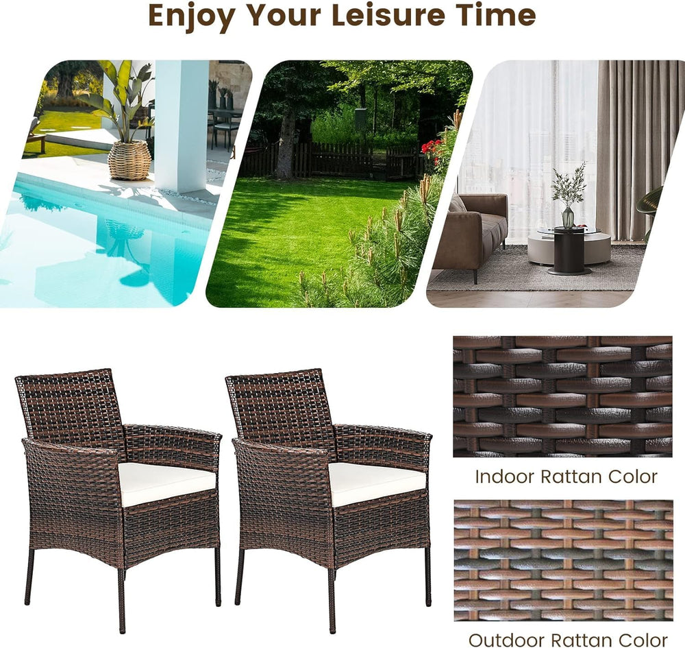 RELAX4LIFE Wicker Patio Chairs Set of 6, Indoor Outdoor PE Rattan Armchairs w...