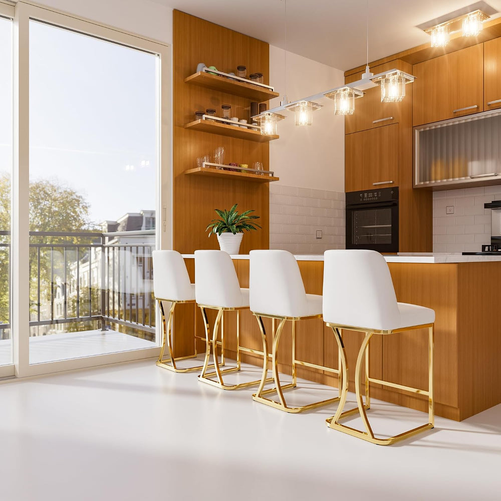 Ollega 24" White and Gold Counter Height Bar Stools Set of 2