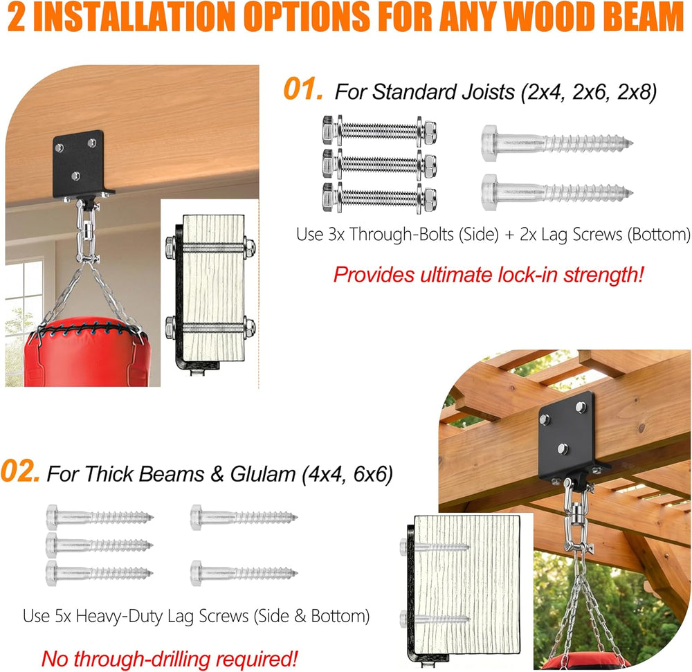 Heavy Bag & Punching Bag Hanger, Wall, Ceiling, Beam Mount Options