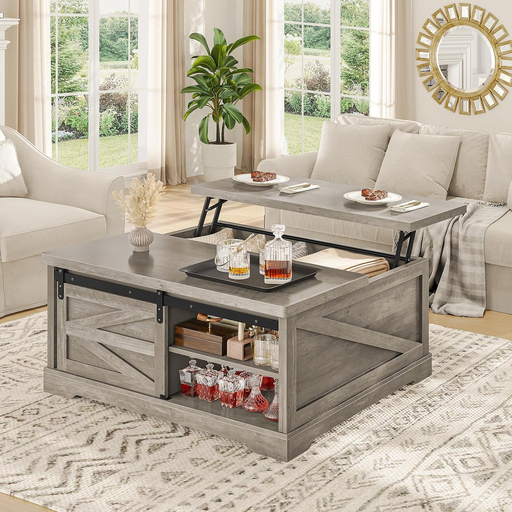 Itaar 39.4'' Lift Top Coffee Table with Storage, Farmhouse Coffee Tab...