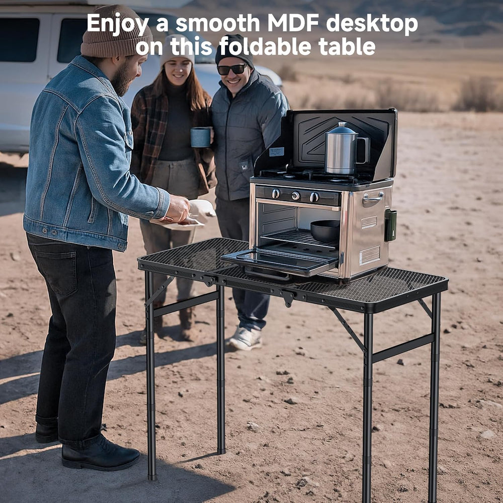 Folding Camping Table, 34.2"x15.7" Picnic Table, 3 Adjust Height