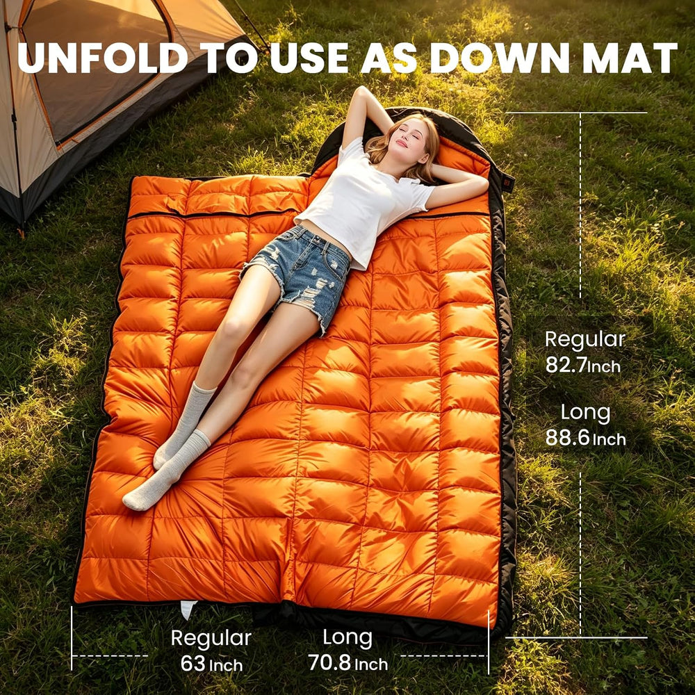 Rectangular Down Sleeping Bag for Adults Camping Backpacking