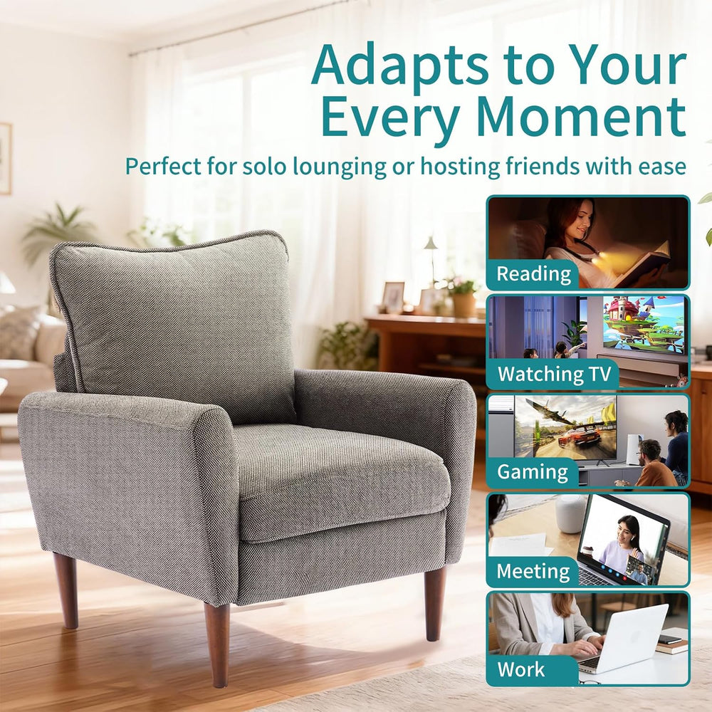 OLIXIS Comfy Accent Chair for Living Room Bedroom Waiting Room, Iron Gray