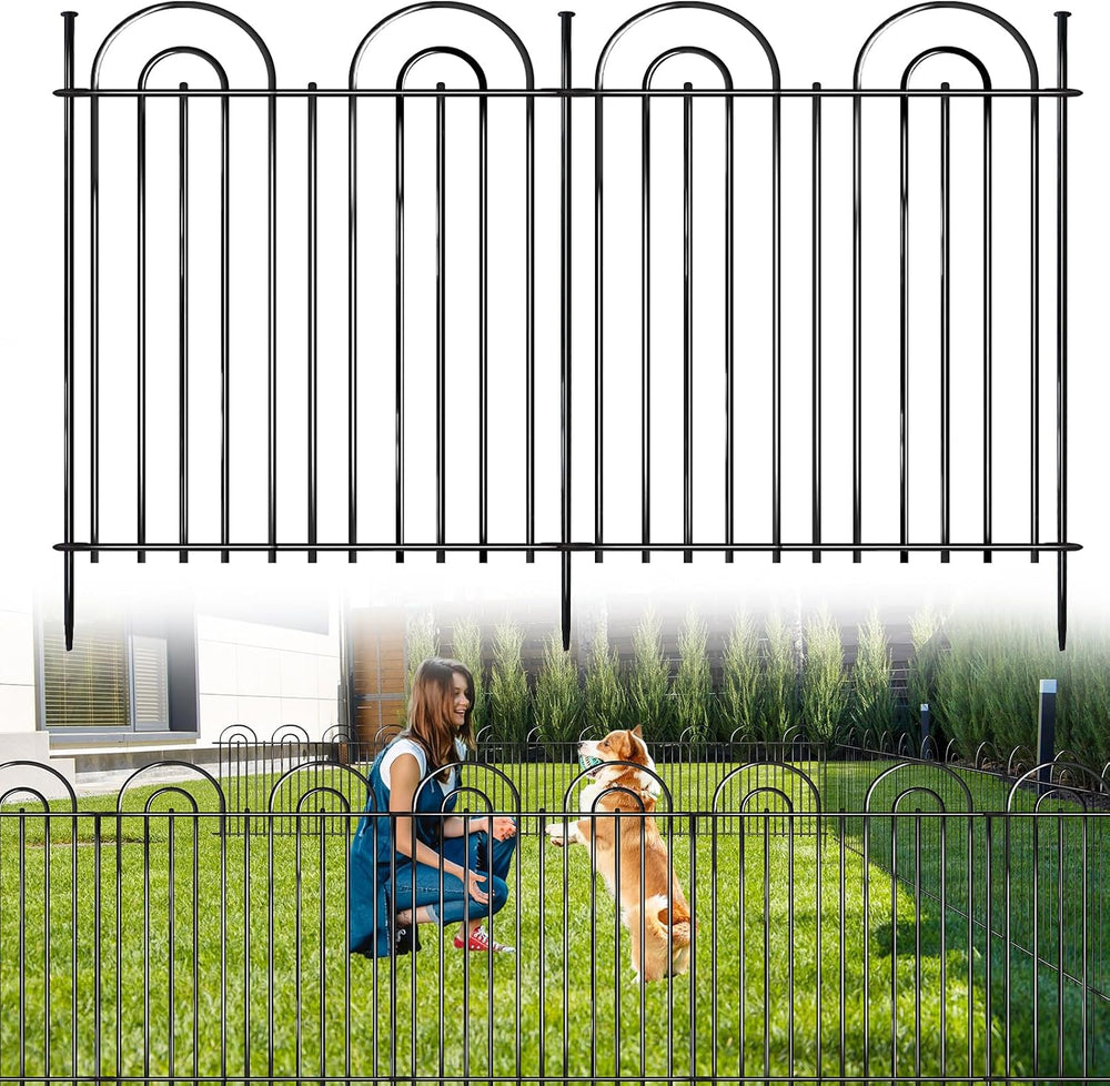 15 Panels No Dig Decorative Garden Fence, 24in(H) X 30ft(L) Tall Dog Fence Ou...