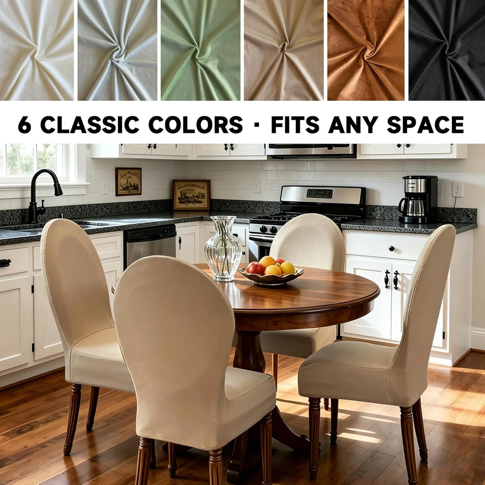 Velvet Round Back Chair Covers for Dining Chairs, Stretch Oval Chair Slipcove...