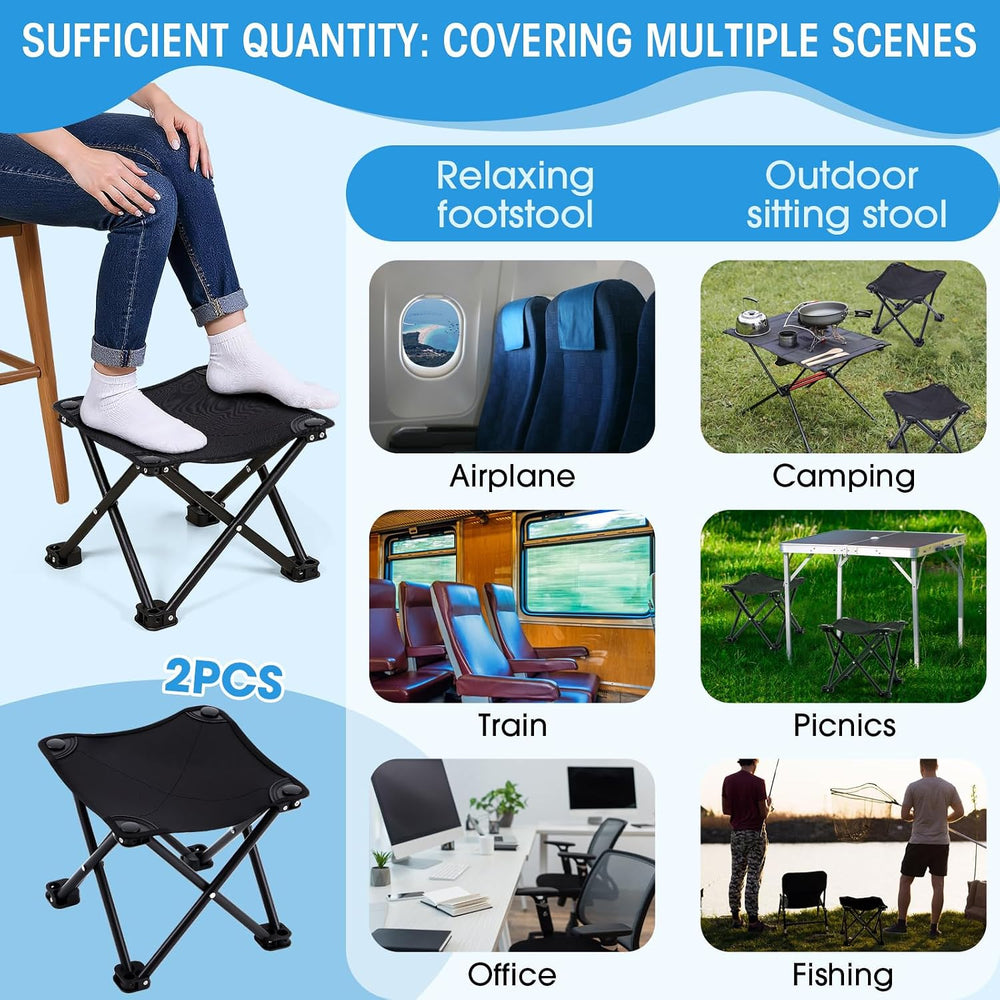 Ripeng 2 Pcs Portable Airplane Travel Foot Rest, Folding Camping Stool, Under...