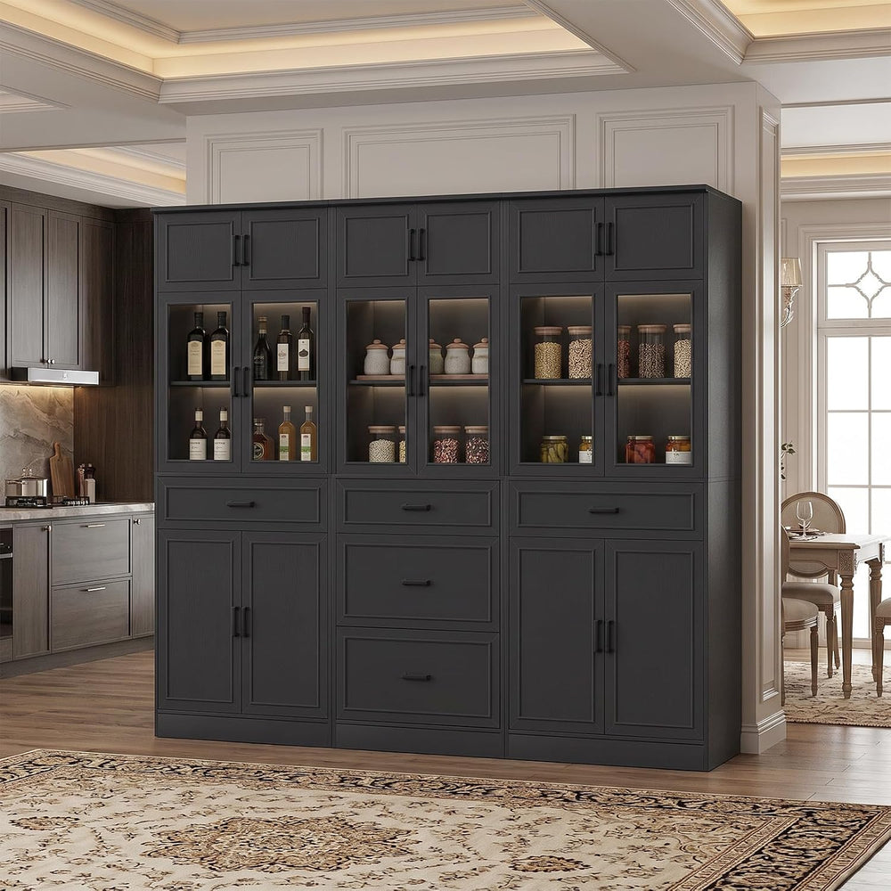Unikito 80" Tall Modular Kitchen Pantry Storage Cabinet with Glass Doors